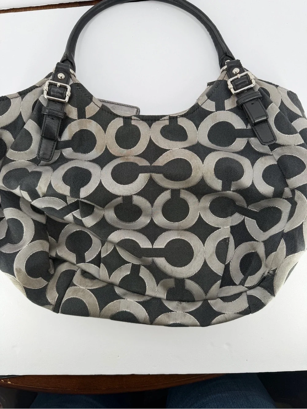 Coach‎ Black and Gray Signature Hobo Bag